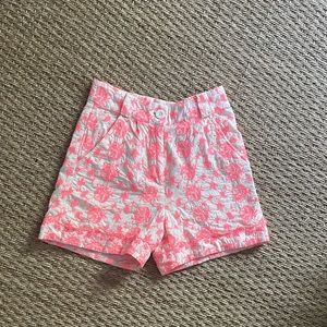 ASOS high waisted embroidered shorts - neon pink
